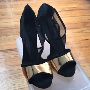 Black and Gold Sexy High Heel Sandals